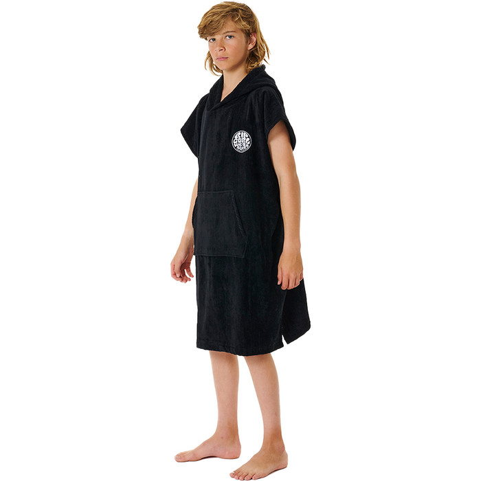 2024 Rip Curl Junior Logo Hooded Towel Changing Robe / Poncho 009BTO - Black